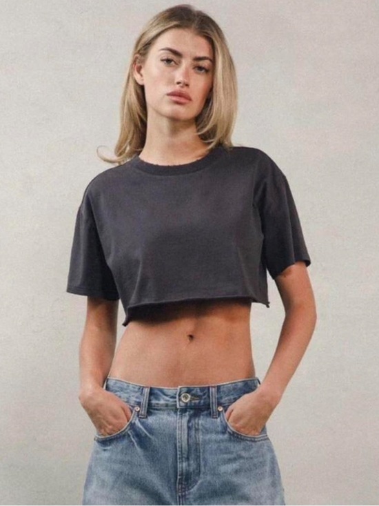 Elwood Tops - Elwood Baby Crop Tee in Grey